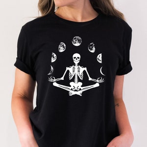 Skeleton Moon Phase Yoga Shirt - Halloween Skeleton Shirt - Halloween Moon Phases Shirt - Halloween Yoga Shirt - Halloween Shirt