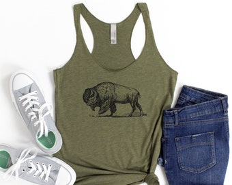 Bison Tank Top | Bison Shirt - Buffalo Tank Top - Buffalo Shirt - Bison