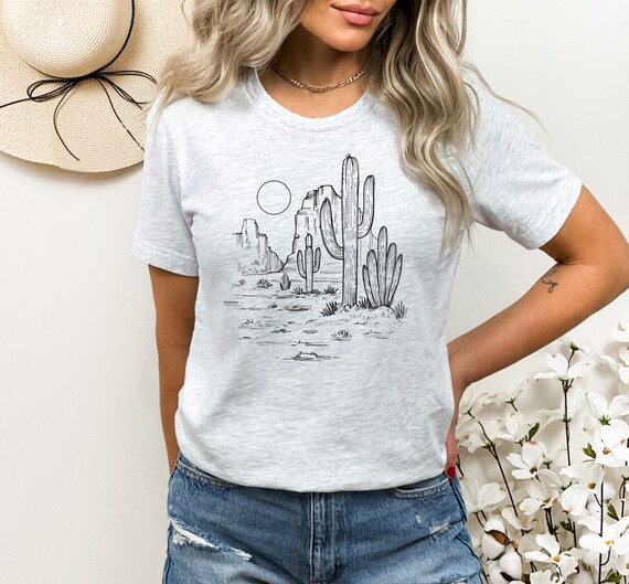 Wsten-Hemd - Kaktus-Hemd - Westliches Hemd - Sdwest-Hemd - Kaktuspflanzen  - Wstenlandschafts-Hemd - Amerikanischer Sdwesten - Wsten-T-Stck -  Etsy.de