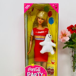 1998 Coca Cola Party Barbie with Polar Bear ~ Mattel #22964 ~ NRFB - Special Edition - Inside of Package is a Play Scene