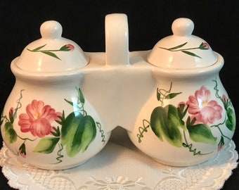 Floral Double Condiment Server with Lids