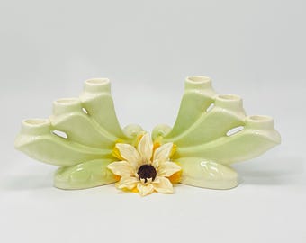 Bauer Pottery Ray Murray groene Cal-Art drievoudige kandelaars - set van 2