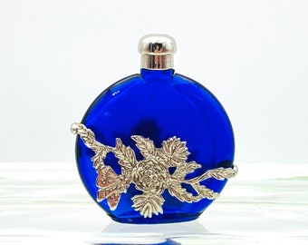 Lovely Silvestri Cobalt Blue and Silver Trim Perfume Bottle