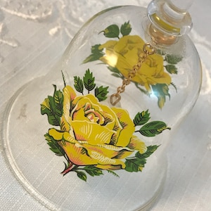 Clear Glass Bell with Yellow Roses