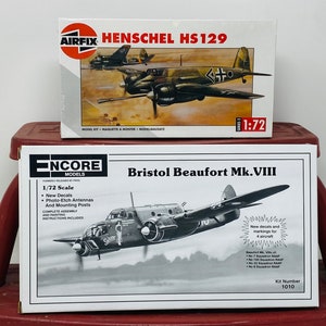 Vintage Airfix en Encore schaalmodellen 1/72 – nieuw in doos – keuze uit Airfix Henschel HS 129 of Encore Bristol Beaufort Mk.VIII