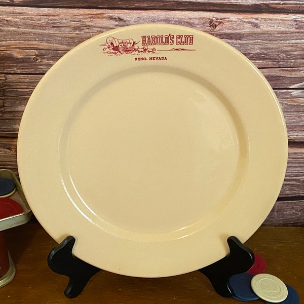 RARE Tepco Harold's Club 9.5" Dinner Plates - Vintage Casino Restaurant Ware Dishes - Nostalgic Reno Biggest Little City in the World