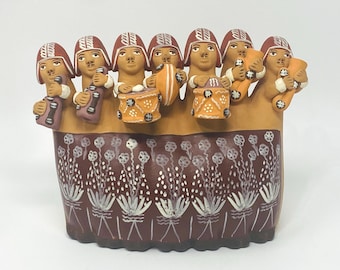 Folk Art Pottery Peruvian Terracotta Ocarina Whistle Flute