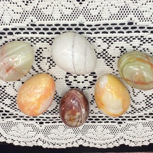 Group of 6 Vintage Alabaster Marble Eggs