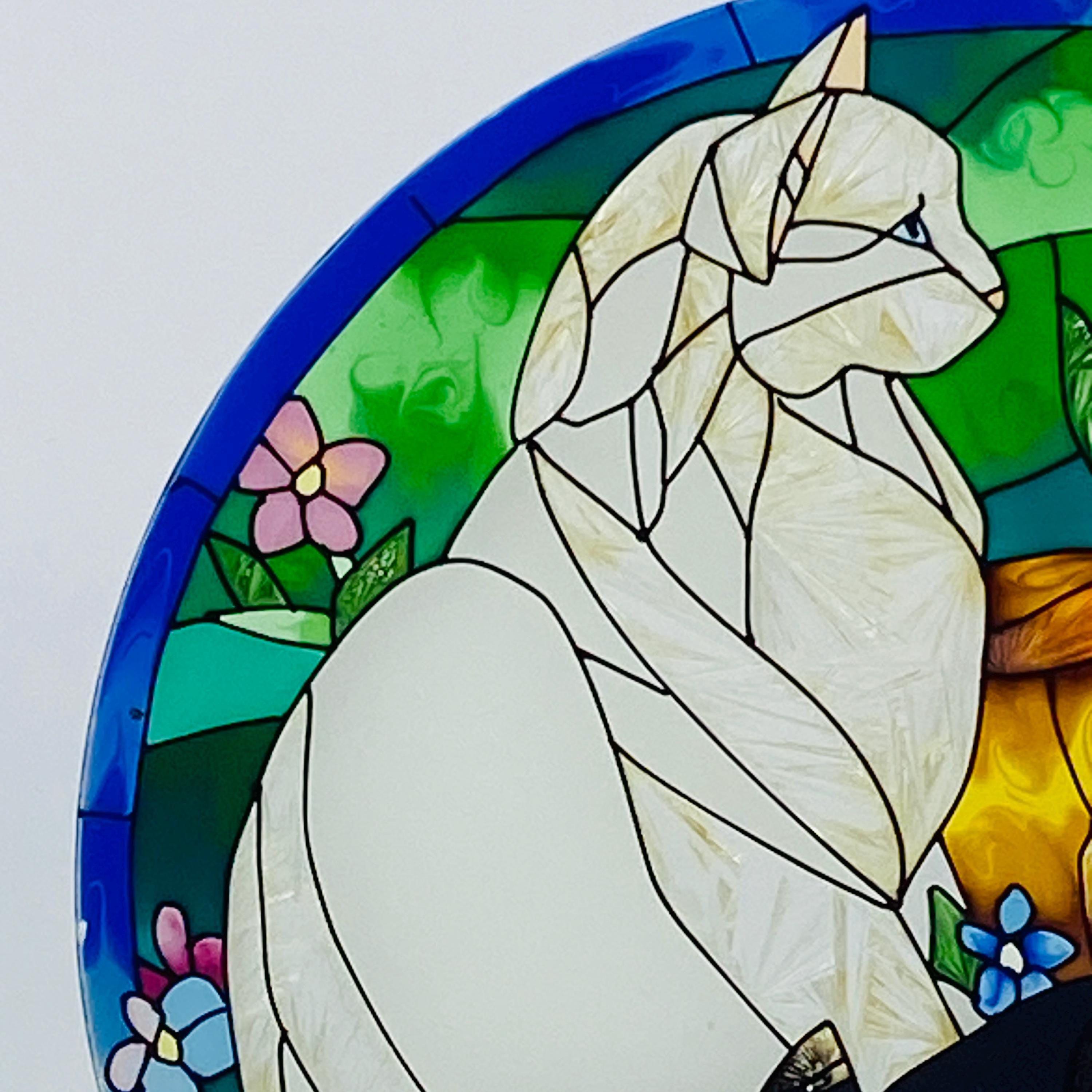 Joan Baker Designs Three Tiffany Cats Hand Painted Art Glass 10