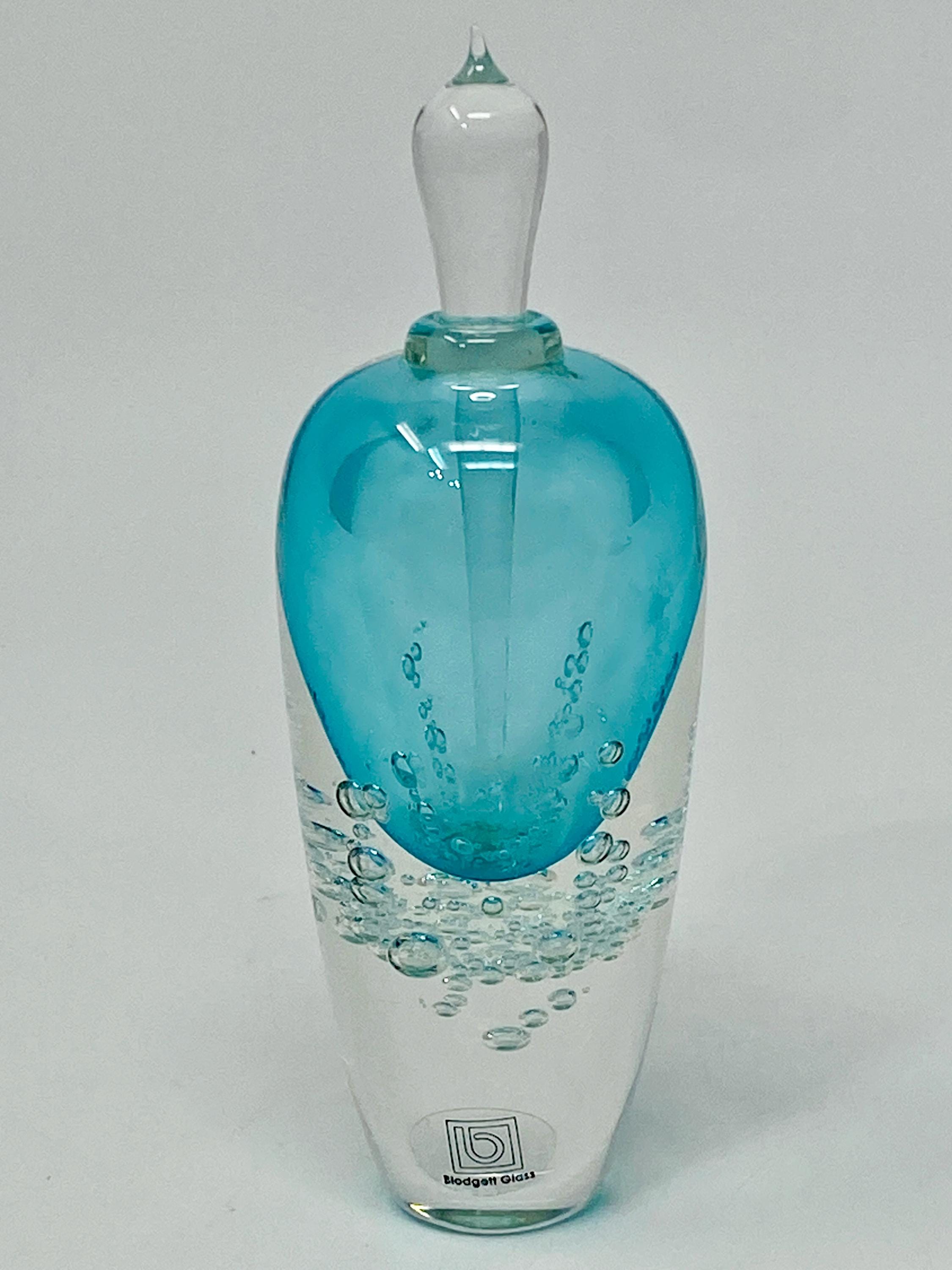Signed Buzz Blodgett Art Glass Perfume Bottle – Sea Foam Aqua Bubbles ...