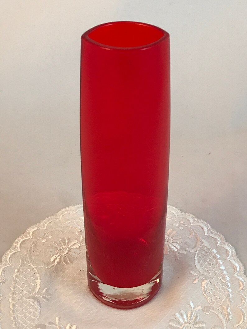 Vintage Hand Blown Art Glass Eclipse Shaped Cylinder Vase Etsy