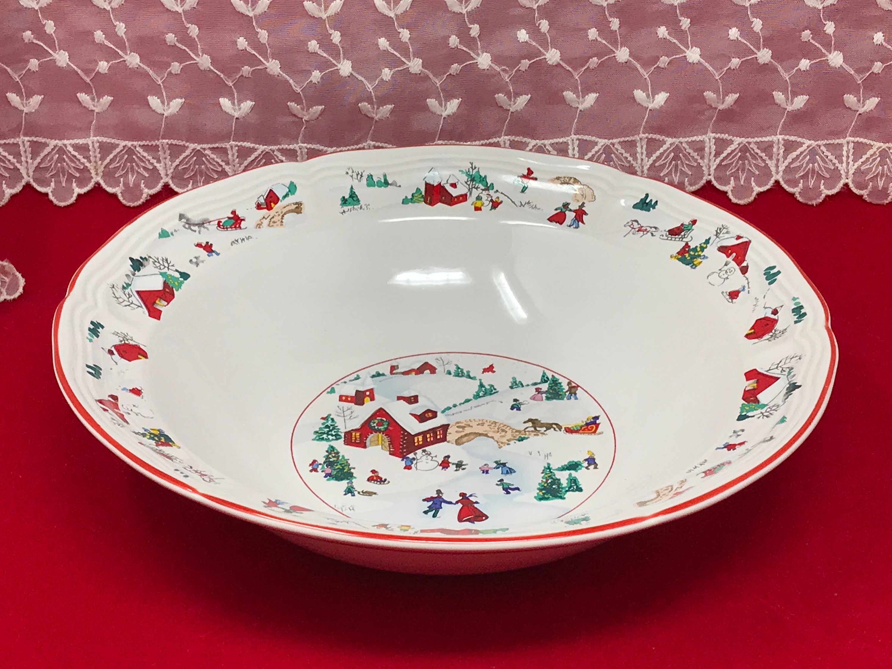 White Christmas 9 Serving Bowl by Farberware Signed Etsy
