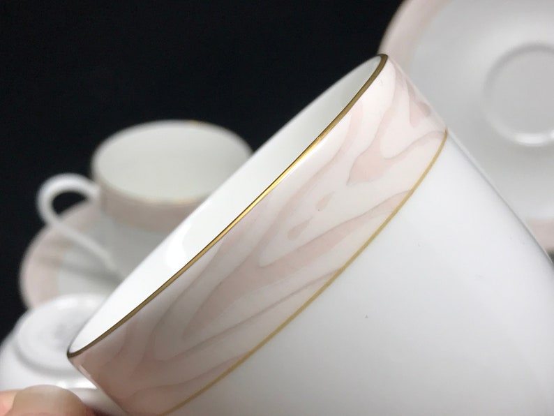 Set of 4 Mikasa Silk Moire Flat Cups and Saucers image 3