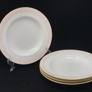 Set of 4 Mikasa Silk Moire Large Rim Soup Bowls