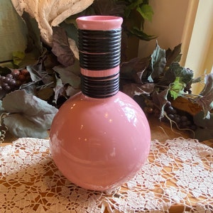 Vintage Pink Pottery Decanter - Water Jug