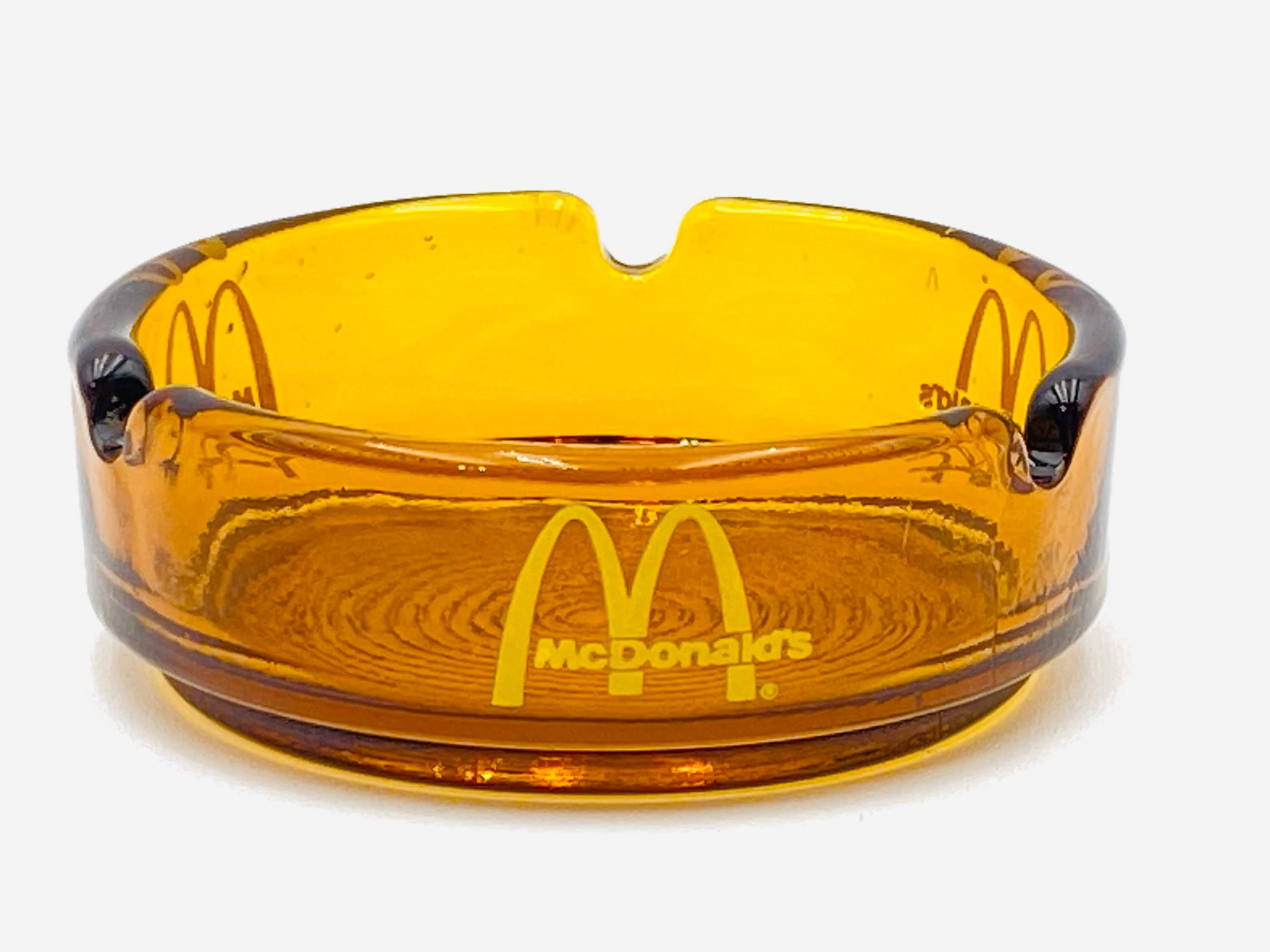 1970s Mcdonald's Light Amber Glass Ashtray - Swirl Bottom