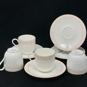 Set of 4 Mikasa Silk Moire Flat Cups and Saucers image 1