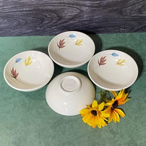 Vintage Franciscan Autumn Leaves Berry Bowls - Set of 4 Mid Century Modern Earthenware Fruit Dessert Dishes - Made in USA Gladding McBean