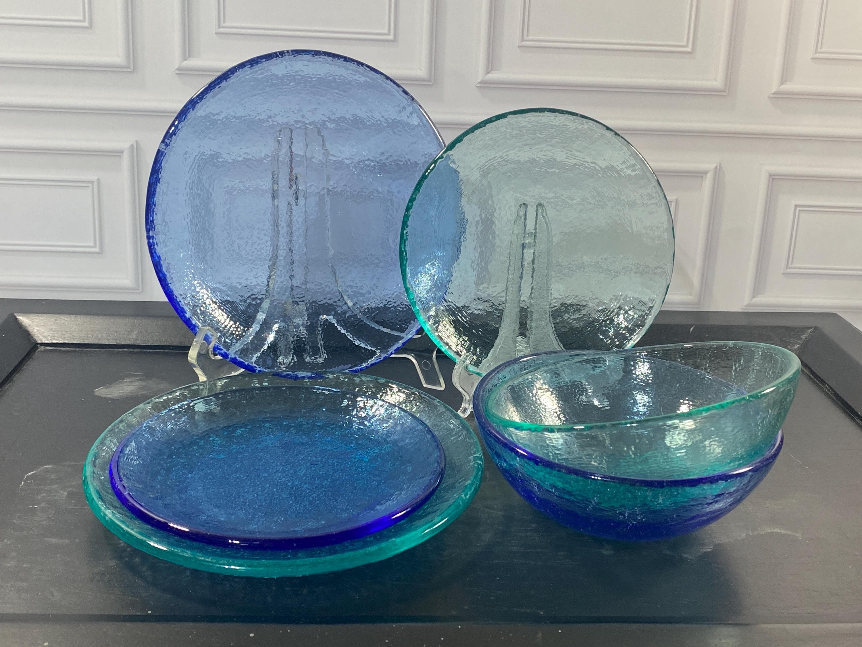 Vintage Green Glass Dinnerware Set - Etsy