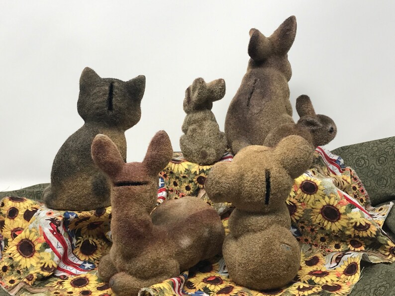 Selection of Vintage Fuzzy Flocked Animal Banks made in Hong Etsy