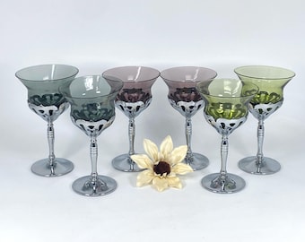 Vasos decorativos para cóctel Cambridge Farberware Morgantown de vidrio cromado - Se venden en juegos de 2