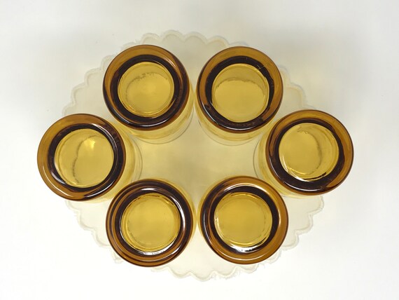 Set of 6 Honey Amber Swirl 5" Water Glasses - image 3