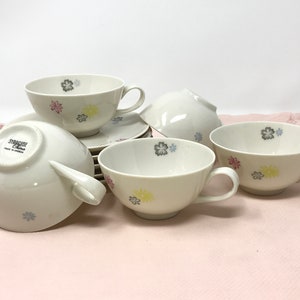 Syracuse Carousel Floral Design Flat Cups and Saucers - Set of 5