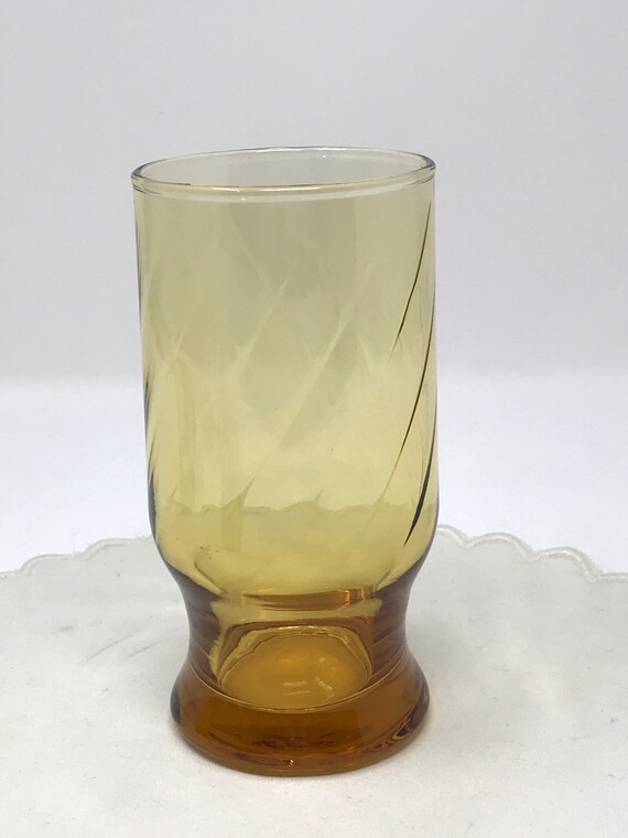 Set of 6 Honey Amber Swirl 5" Water Glasses - image 4