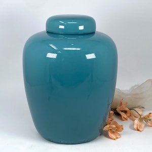 1981 JARU Aquablå 25 cm ingefärsburk signerad och numrerad