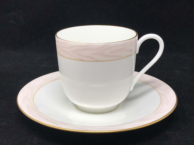 Set of 4 Mikasa Silk Moire Flat Cups and Saucers image 2