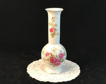 Fern Importation Rose Porcelain Vase - Gold Trim, Made in Japan