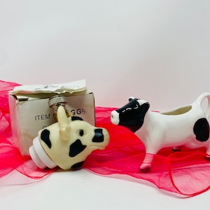 Unique Vintage Kitchen Cow Items - Ceramic Cow Creamer and Talking Cow Faucet by Carol Wright