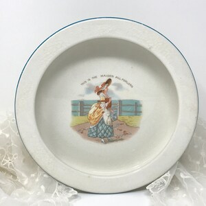 Sweet Vitreous Edwin Knowles &quot;This is the Maiden All Forlorn&quot; Victorian Child Bowl