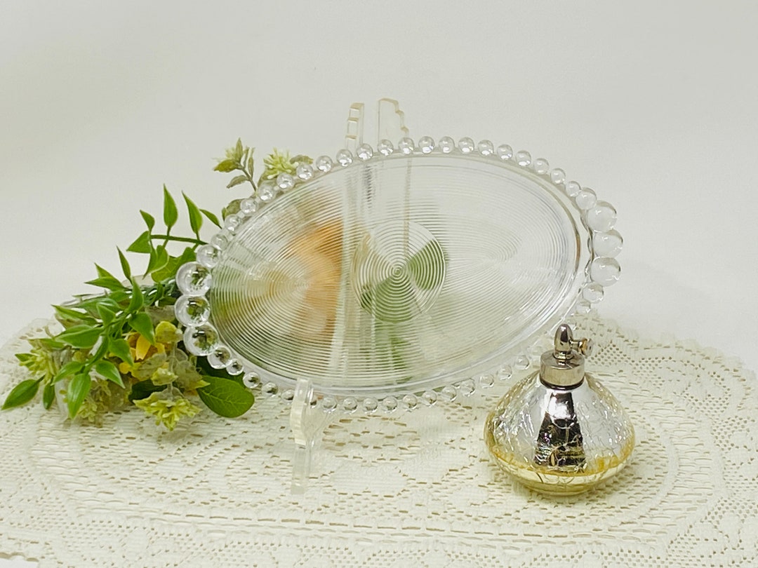 Imperial Glass Candlewick Clear Vanity Tray With Mirror and Holmspray