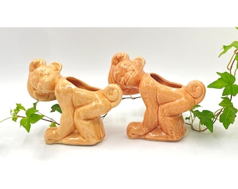 Vintage Ceramic Monkey Planters - Succulent Vases - McCoy?