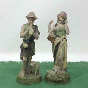 Hand Painted Ardalt Japanese Porcelain Bisque Figurines 6262A and 6262B