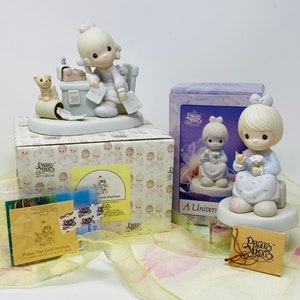 Precious Moments Figurines 1982 Praise the Lord Anyhow E-9254, RARE 1992 Universal Love 527173 Easter Seals A Special Limited Edition