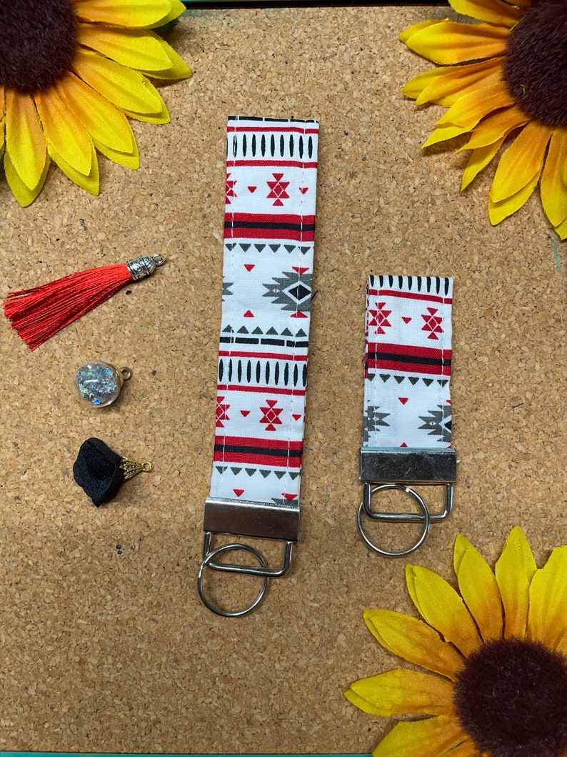 Red and White Aztec Keychain