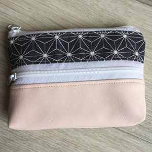 kleine Geldbörse, kleine Tasche mit zwei Fächern, Kunstleder und Blumen