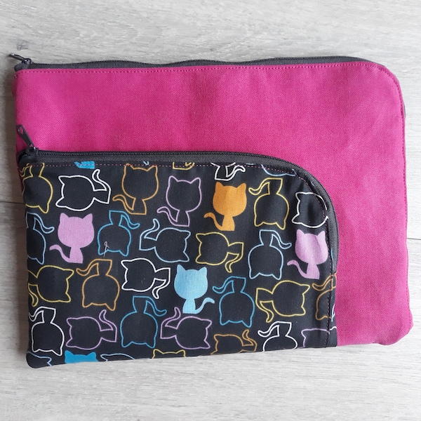 iPad Hülle, Tablet Hülle, Laptoptasche, Notizbuchtasche Katzen in pink