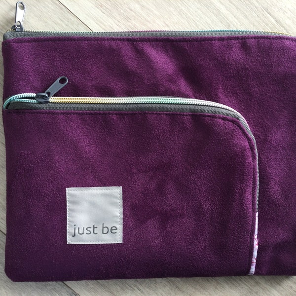 iPad Hülle, Tablet Hülle, Laptoptasche, Notizbuchtasche aus lila Velour