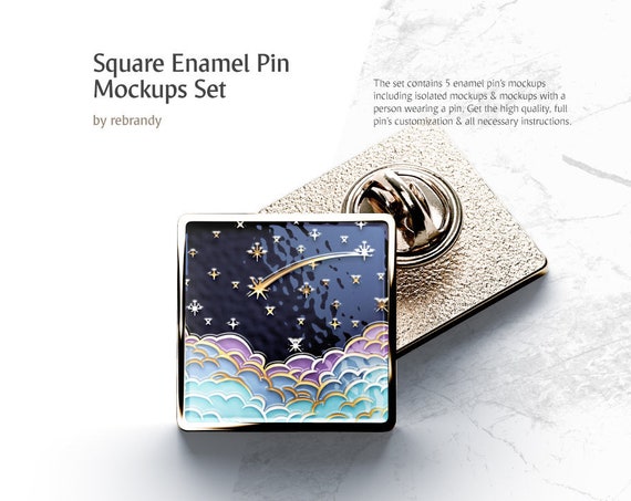 Download Square Enamel Pin Mockups Set Brooches Mock Up Button - Free Mockup Product | New Download PSD ...