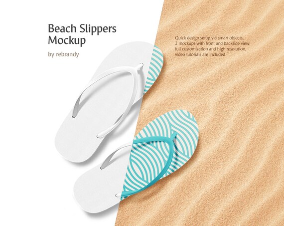 Beach Slippers Mockup Flip Flops Mock Up Sandals Mockup