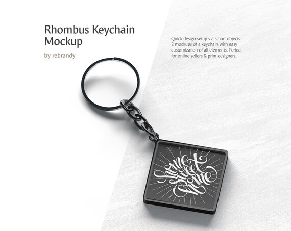 Download Free Rhombus Keychain Mockup Car Breloque Mock Up Metal ...