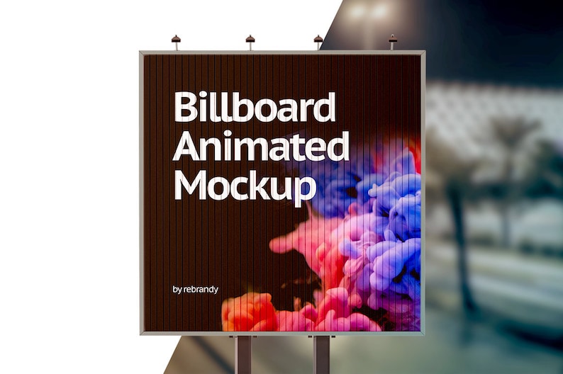 Billboard Animated Mockup Banner Mock Up Signpost Template Etsy