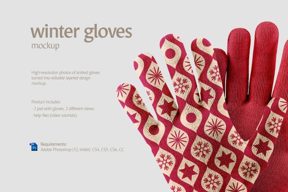 Download Winter Gloves Mockup Mittens Mock Up Knitted Apparel Etsy