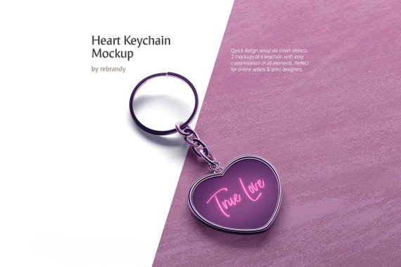 Download Heart Keychain Mockup Lovers Souvenir Mock Up Keyring Etsy