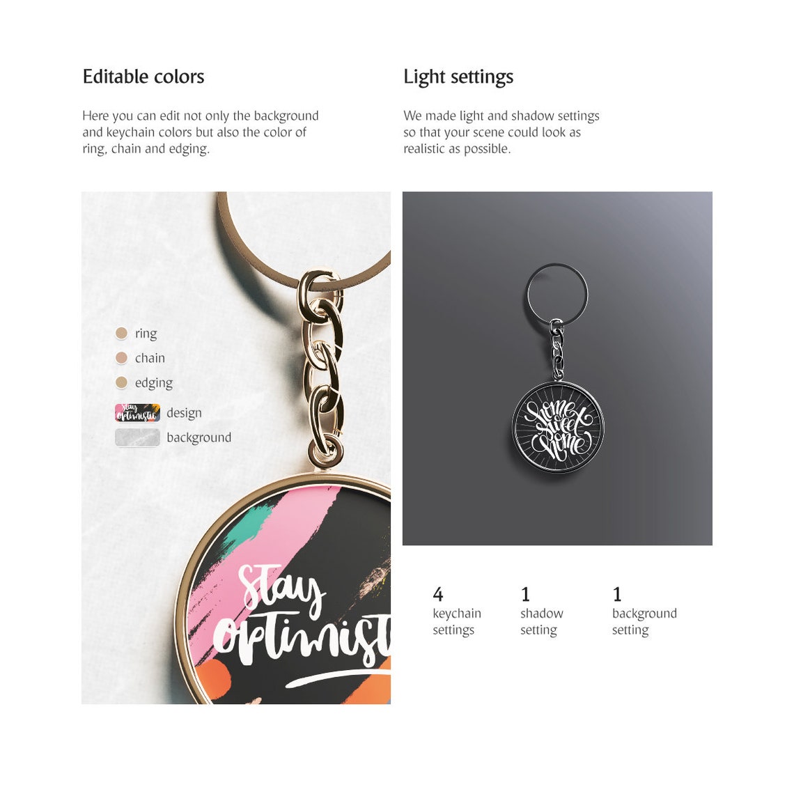 Download Round Keychain Mockup Keyring Mock Up Souvenir Template | Etsy
