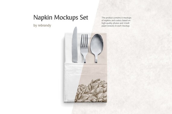 Download Napkin Mockups Set Towel Mock Up Tableware Template Etsy