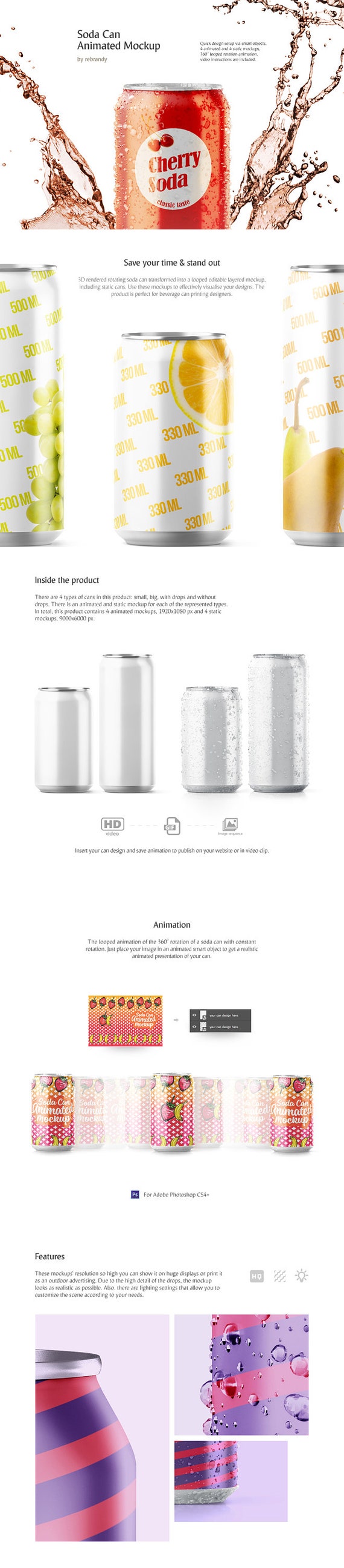 Download Can Animated Mockups Bundle Beer Mock Up Drink Packaging Etsy PSD Mockup Templates